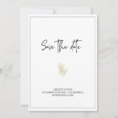Minimalistische witte gouden trouwuitnodiging save the date (Voorkant)