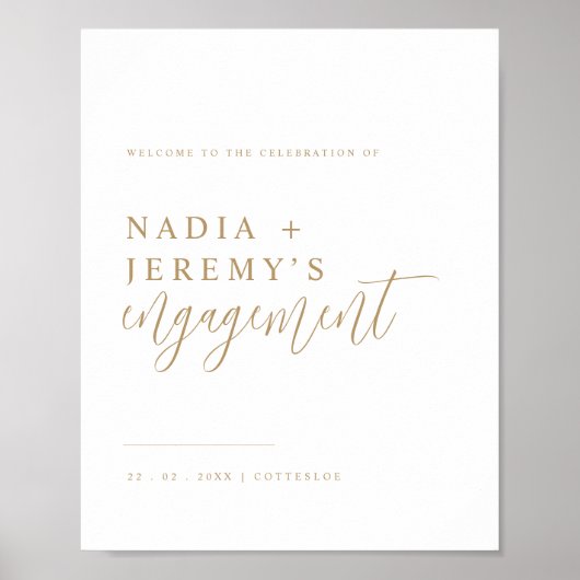 Minimalistische witte & gouden welkomstbord voor v poster (Voorkant)