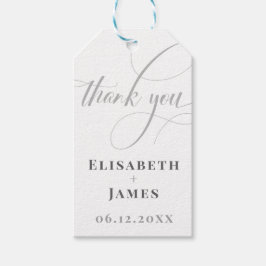 Minimalistische witte & grijze kalligrafie chic hu cadeaulabel