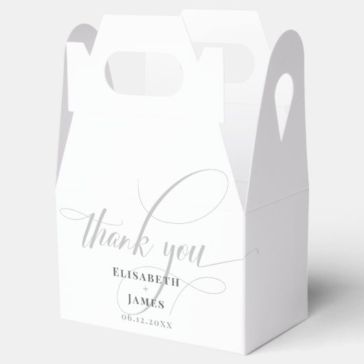 Minimalistische witte & grijze kalligrafie chique  bedankdoosjes (Geopend)