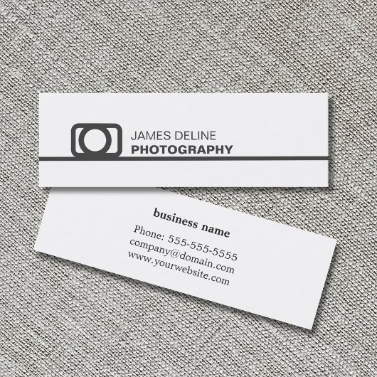 Minimalistische witte grijze lijn pictogramfotogra mini visitekaartje
