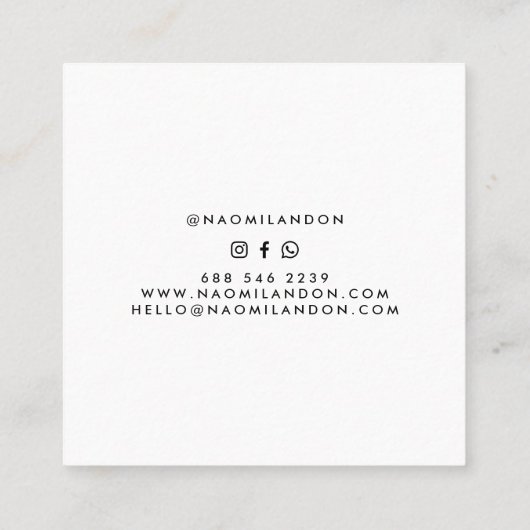 Minimalistische witte holografische eenhoorn eenvo vierkante visitekaartje (Achterkant)