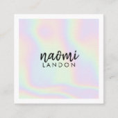 Minimalistische witte holografische eenhoorn eenvo vierkante visitekaartje (Voorkant)