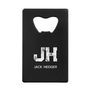 MINIMALISTISCHE WITTE INITIALEN TWEE LETTERS MONOG CREDITKAART FLESSENOPENER