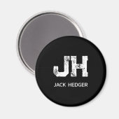 MINIMALISTISCHE WITTE INITIALEN VAN TWEE LETTERS Z MAGNEET (Voorkant / Achterkant)