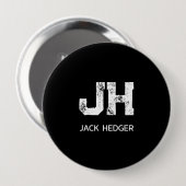 MINIMALISTISCHE WITTE INITIALEN VAN TWEE LETTERS Z RONDE BUTTON 4,0 CM (Voorkant /achterkant)