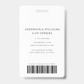Minimalistische Witte Jurist Professioneel ID Foto Badge (Achterkant)