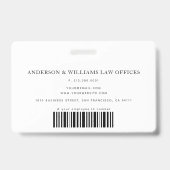 Minimalistische Witte Jurist Zakelijk Professionee Badge (Achterkant)