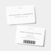 Minimalistische Witte Jurist Zakelijk Professionee Badge (Voor- en achterkant)