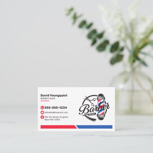 Minimalistische witte kapperssalon Dairdresser Visitekaartje (Staand voorkant)