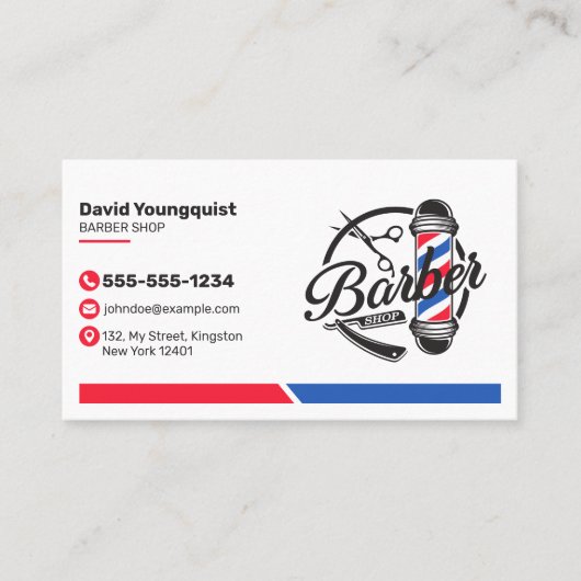 Minimalistische witte kapperssalon Dairdresser Visitekaartje (Voorkant)