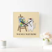 Minimalistische Witte Kat Creatief Geel Woonaccent Vierkante Klok (Huis)