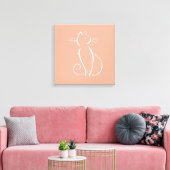 Minimalistische witte kat op roze canvas print (Insitu (Woonkamer))