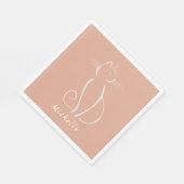 Minimalistische witte kat op roze servetten met na (Hoek)