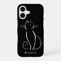 Minimalistische witte kat op zwarte achtergrond vo