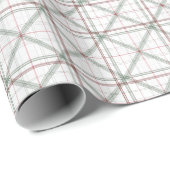 Minimalistische Witte Kerst Geometrische Plaid Cadeaupapier (Rol Hoek)
