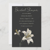 Minimalistische witte lelie op zwart Vrijgezellenf Kaart (Voorkant)