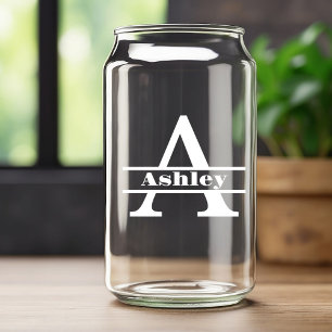 Minimalistische witte letter A Monogram en aangepa Blikvorm Glas
