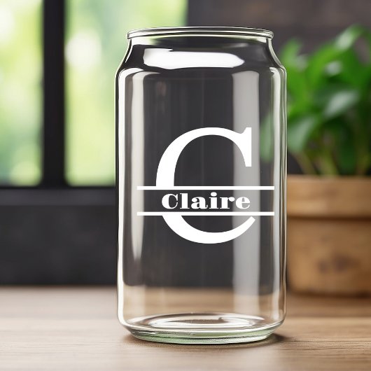 Minimalistische witte letter C Monogram en aangepa Blikvorm Glas
