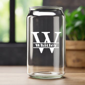 Minimalistische witte letter W Monogram en aangepa Blikvorm Glas