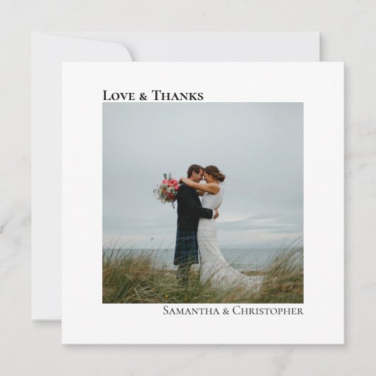Minimalistische Witte Liefde Bedankt Foto & Notiti (Voorkant)
