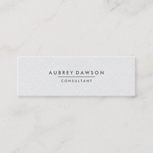 Minimalistische witte linnen namaak mini visitekaartje (Voorkant)