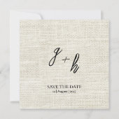 Minimalistische witte linnen  Save Date Initialen (Voorkant)