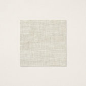 Minimalistische witte linnen  Save Date Initialen Vierkante Visitekaartjes (Achterkant)