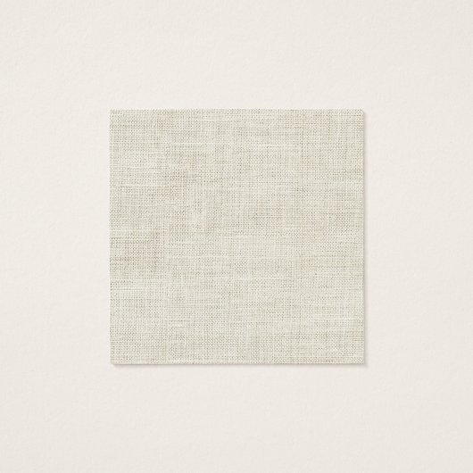 Minimalistische witte linnen  Save Date Initialen Vierkante Visitekaartjes (Achterkant)