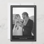 Minimalistische witte lintboog  foto bruiloft save the date (Achterkant)