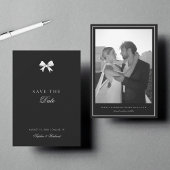 Minimalistische witte lintboog  foto bruiloft save the date