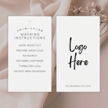 Minimalistische witte logo wasinstructies label