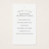 Minimalistische witte logo wasinstructies label visitekaartje (Voorkant)