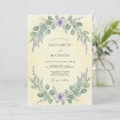 Minimalistische witte marmeren eucalyptus bruiloft kaart (Staand voorkant)