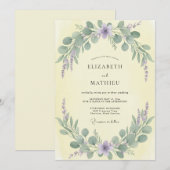 Minimalistische witte marmeren eucalyptus bruiloft kaart (Voorkant / Achterkant)