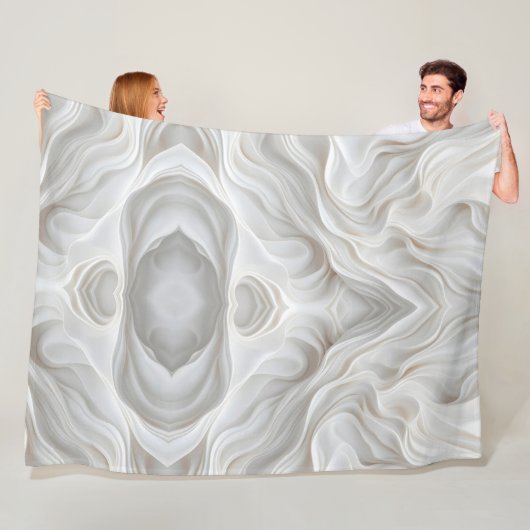 Minimalistische witte marmeren golf fleece deken m (In situ)
