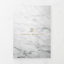 Minimalistische witte marmeren gouden monogram bro