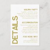 Minimalistische witte messing typografie bruiloft  informatiekaartje (Voorkant)