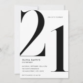 Minimalistische witte moderne chique 21e verjaarda kaart (Voorkant)