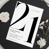 Minimalistische witte moderne chique 21e verjaarda kaart