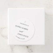 Minimalistische witte moderne elegante bruiloft bedankjes labels (In situ)