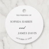 Minimalistische witte moderne elegante bruiloft bedankjes labels (Voorkant)