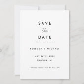 Minimalistische Witte Moderne Fotobruiloft Save The Date (Achterkant)