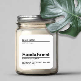 Minimalistische witte moderne kaars productlabel vierkante sticker