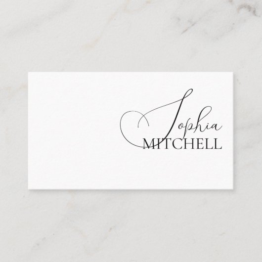 Minimalistische witte moderne kalligrafie voor vro visitekaartje (Voorkant)