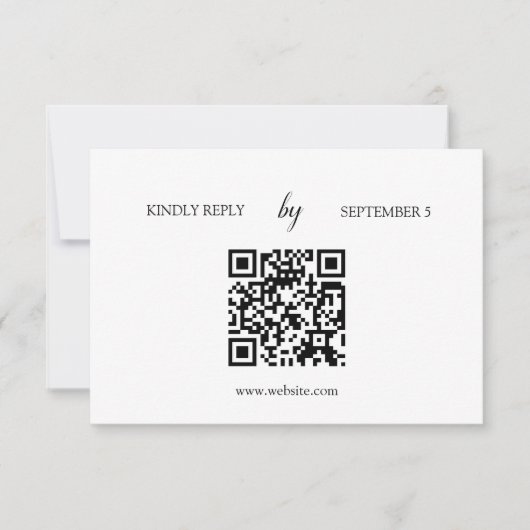 Minimalistische Witte Moderne QR Code Bruiloft RSV RSVP Kaartje (Voorkant)