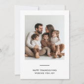 Minimalistische Witte Moderne Thanksgiving Familie Kaart (Voorkant)