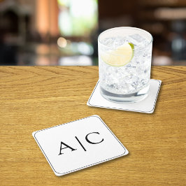 Minimalistische witte monogram bruiloft kartonnen onderzetters