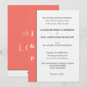 Minimalistische witte monogram met koraal accent kaart (Voorkant / Achterkant)