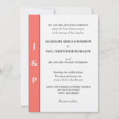 Minimalistische witte monogram met koraal accent kaart (Voorkant)
